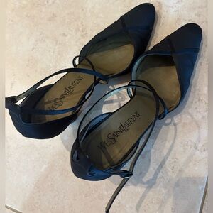 Vintage Yves Saint Laurent Women's Creppumps ankle strap heels 2” size 8M